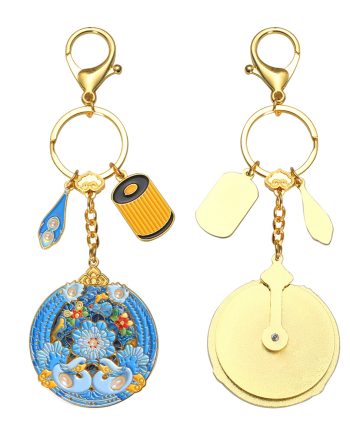 Cultural and creative flowing gold enamel keychain