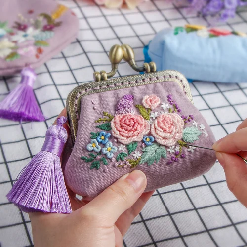 DIY Handmade Coin Purse Embroidery Kit
