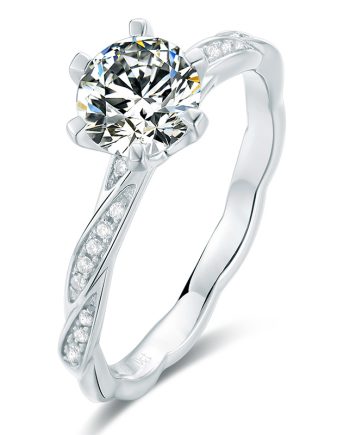 French high-end 1-carat Moissanite ring for women, 925 pure silver wedding ring