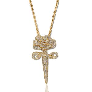 Cross Rose Pendant