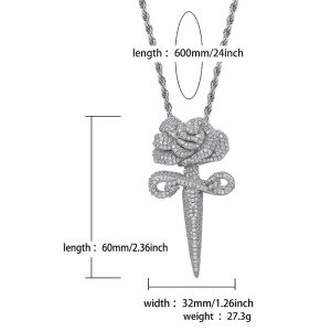 Cross Rose Pendant