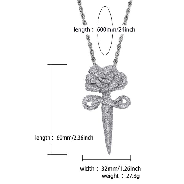 Cross Rose Pendant