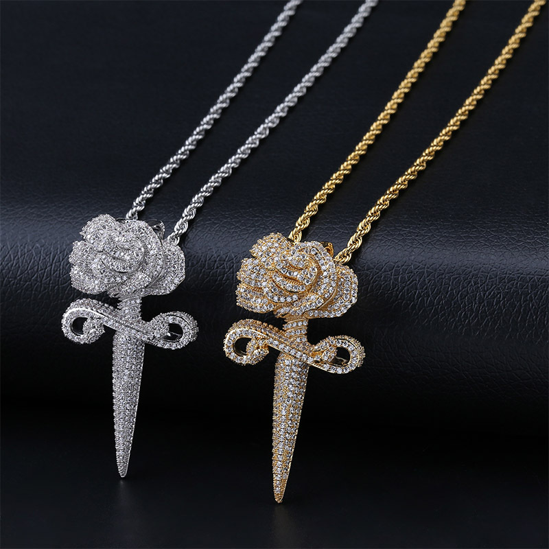 Cross Rose Pendant